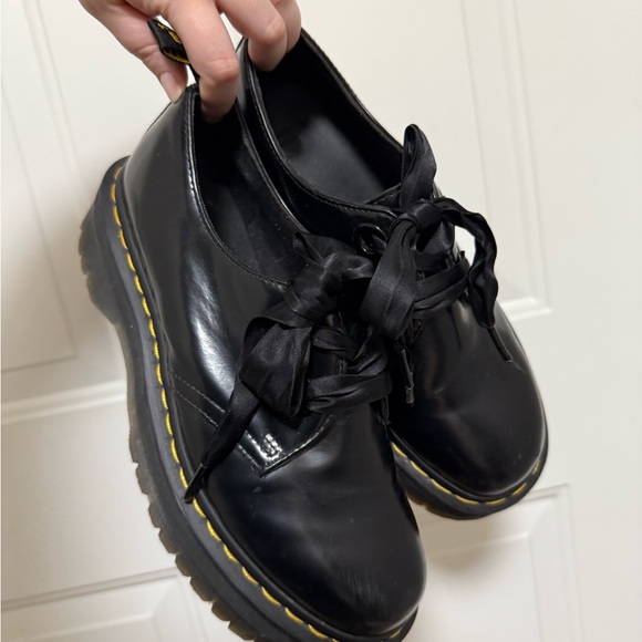 Dr. Martens Black Leather “Holly” Creepers with Black Ribbon Laces - Picture 2 of 9